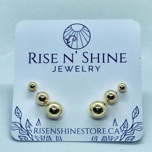 ** NEW** 3-Pair Ball Stud Earrings - 18K Gold Filled